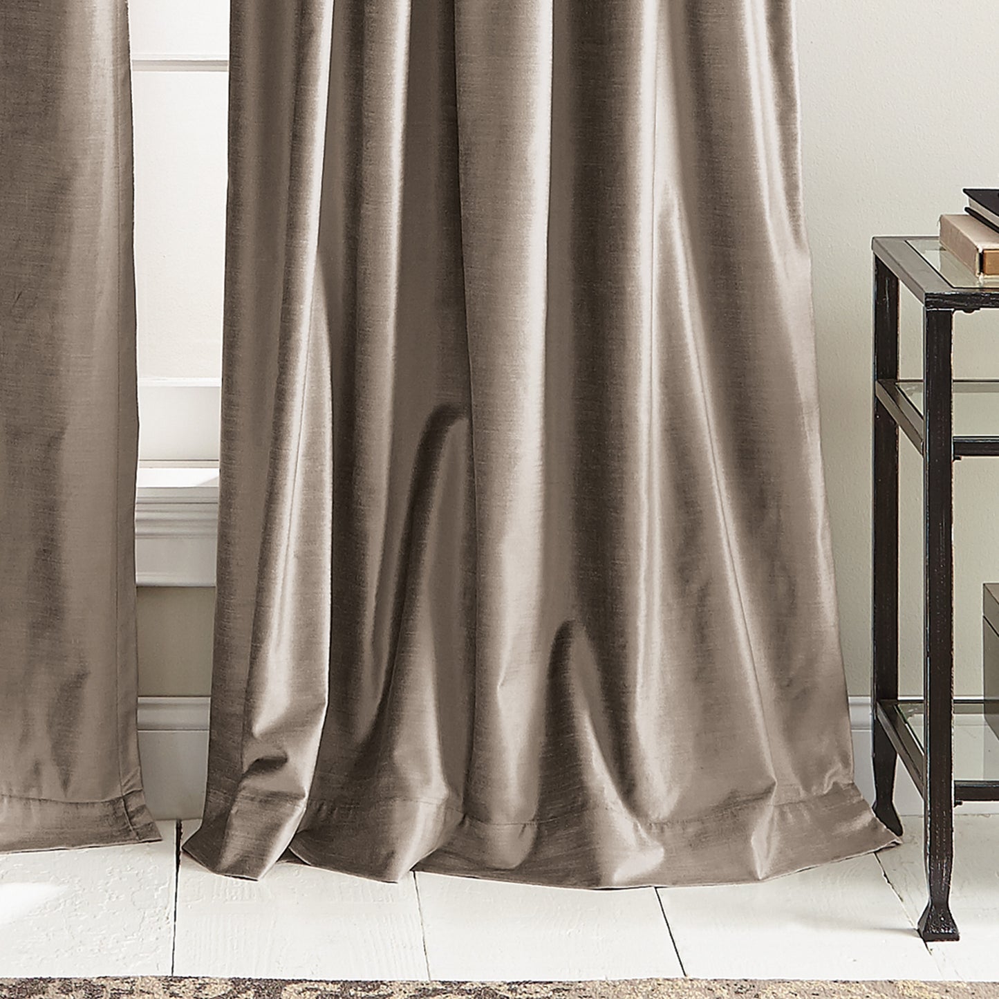 DKNY Modern Knotted Velvet Window Curtain Panel Mocha