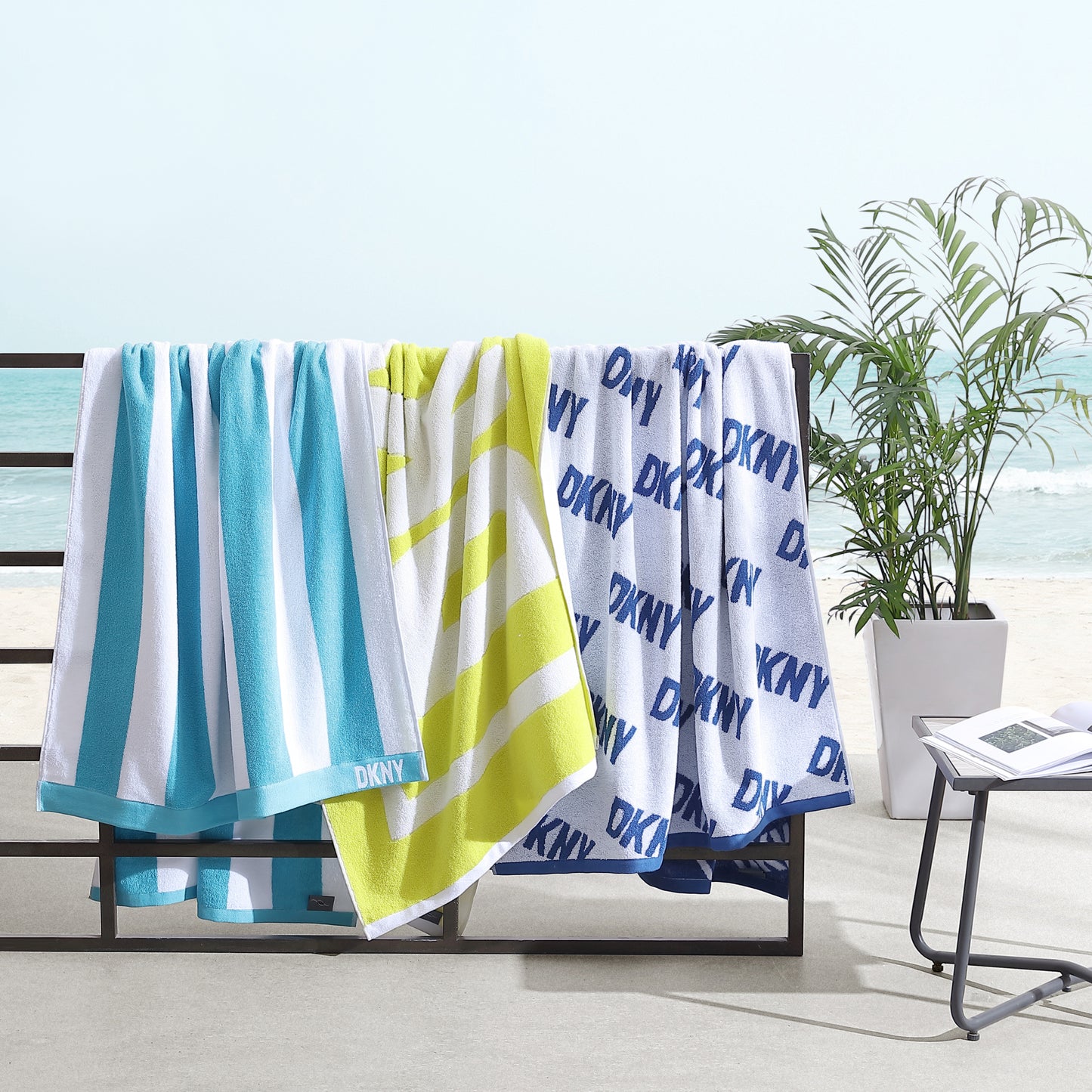 DKNY All Over Logo Beach Towel