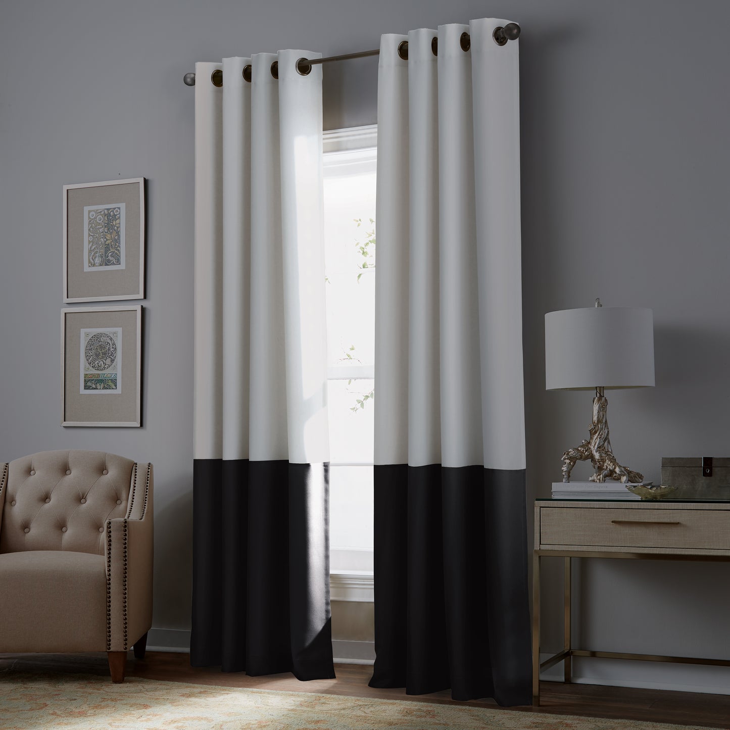 curtainworks kendall blackout curtain white grey
