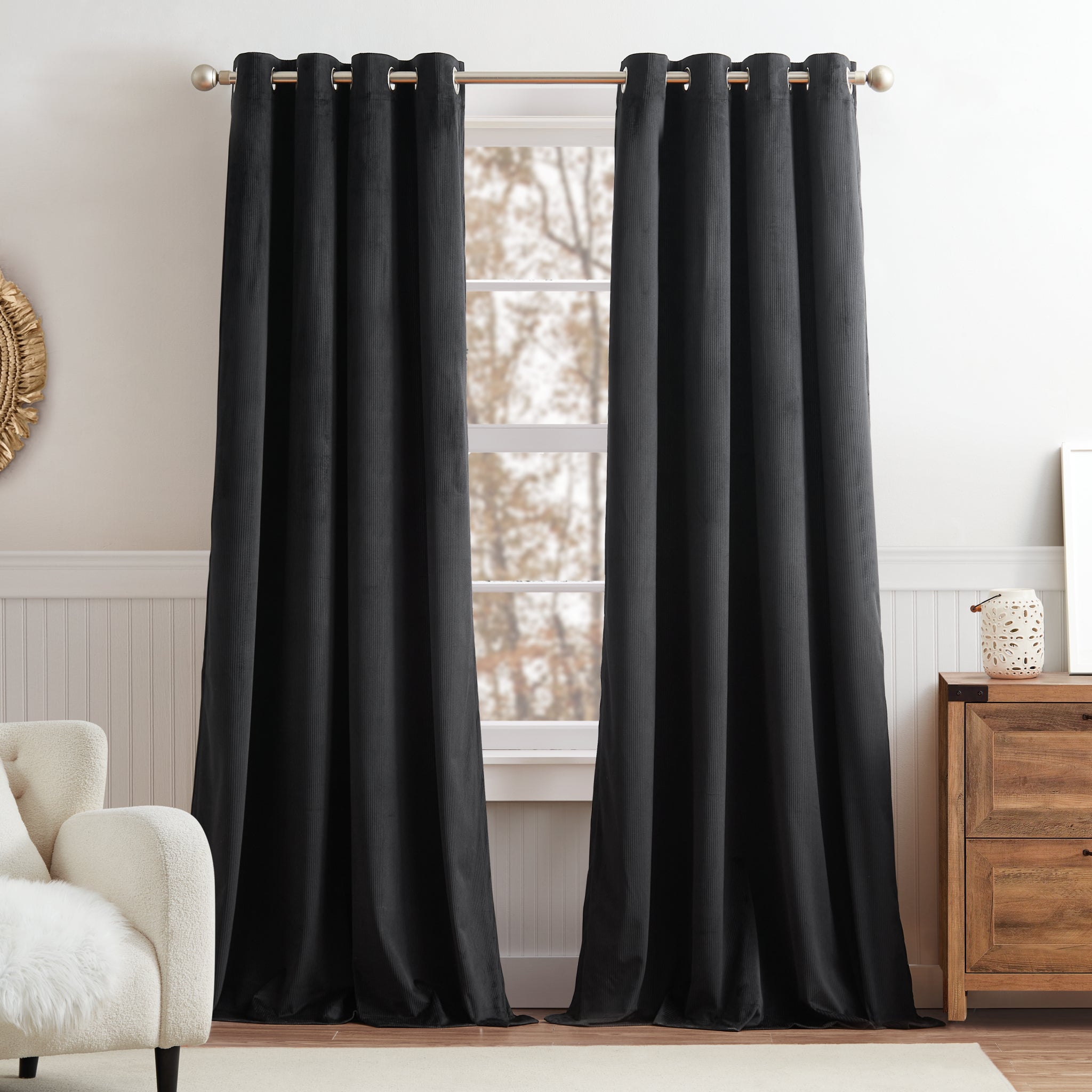 G.H. Bass Co. Clark Corduroy Curtain Panel Pair decoratd